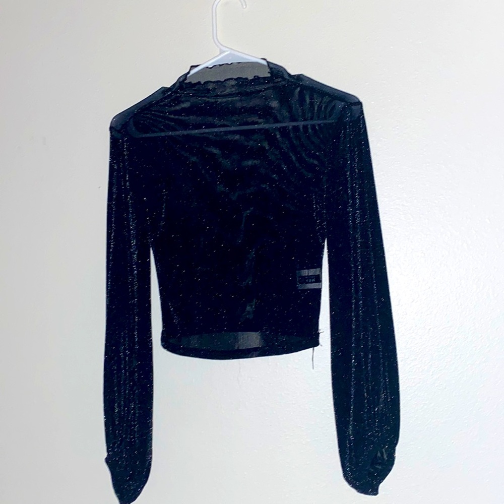 Glitter Mesh turtle neck top